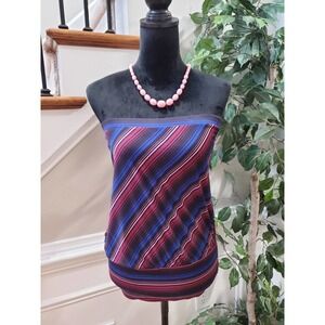 The Limited Women Multi Striped Silk Off The Shoulder Sleeveless Tank Top Medium